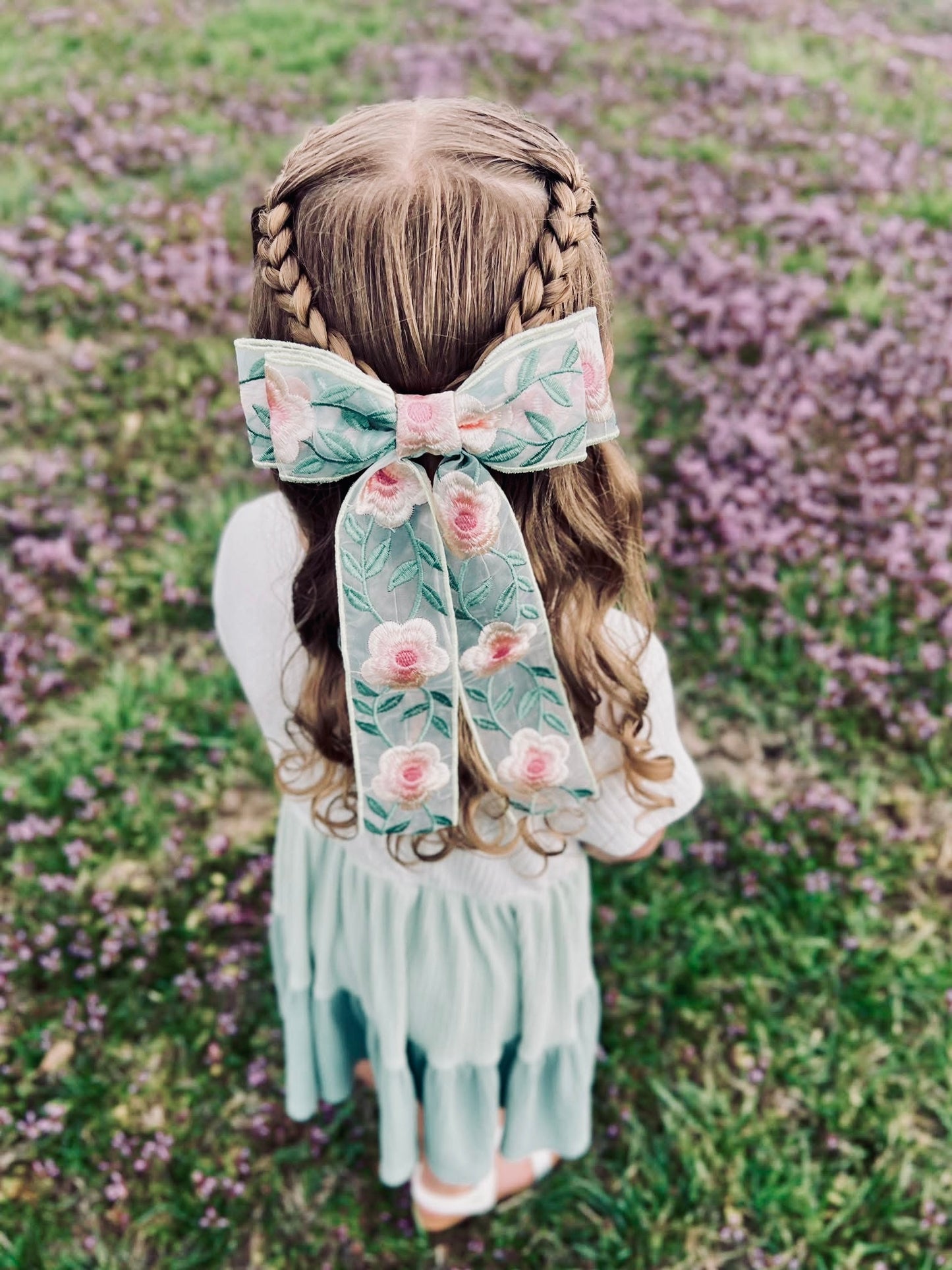 Flora Embroidered Long Tail Bow
