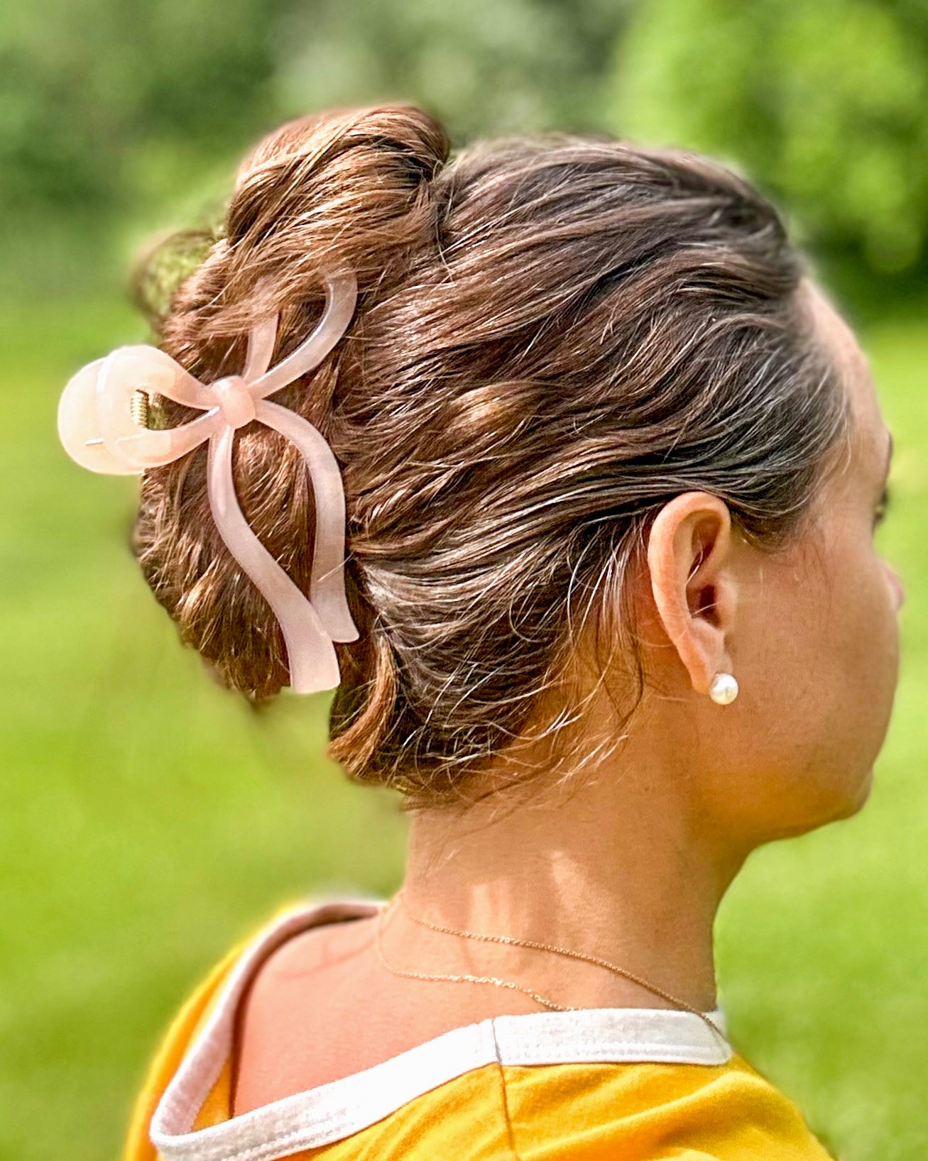 Jumbo Peach Bow Claw Clip