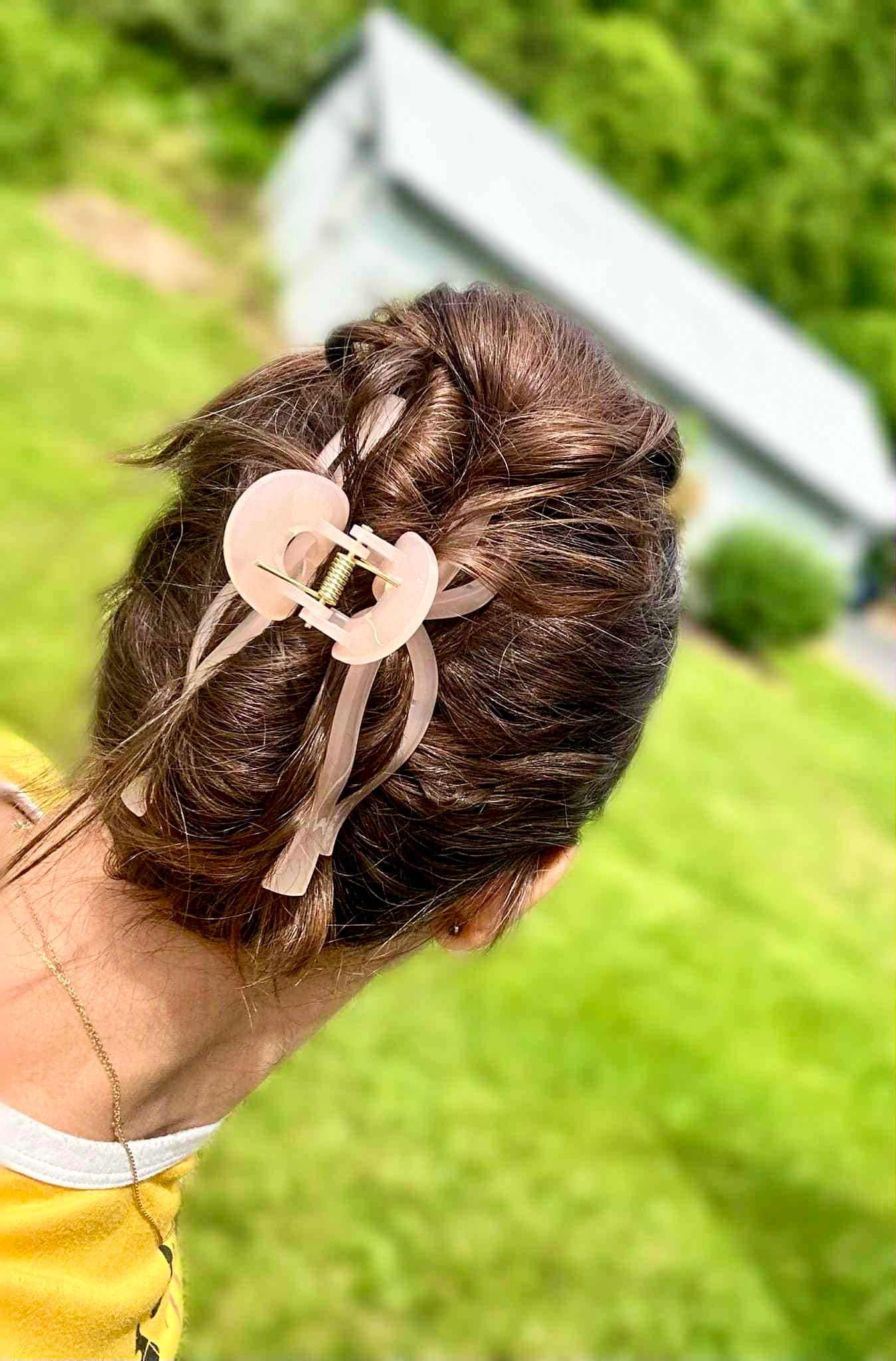 Jumbo Peach Bow Claw Clip