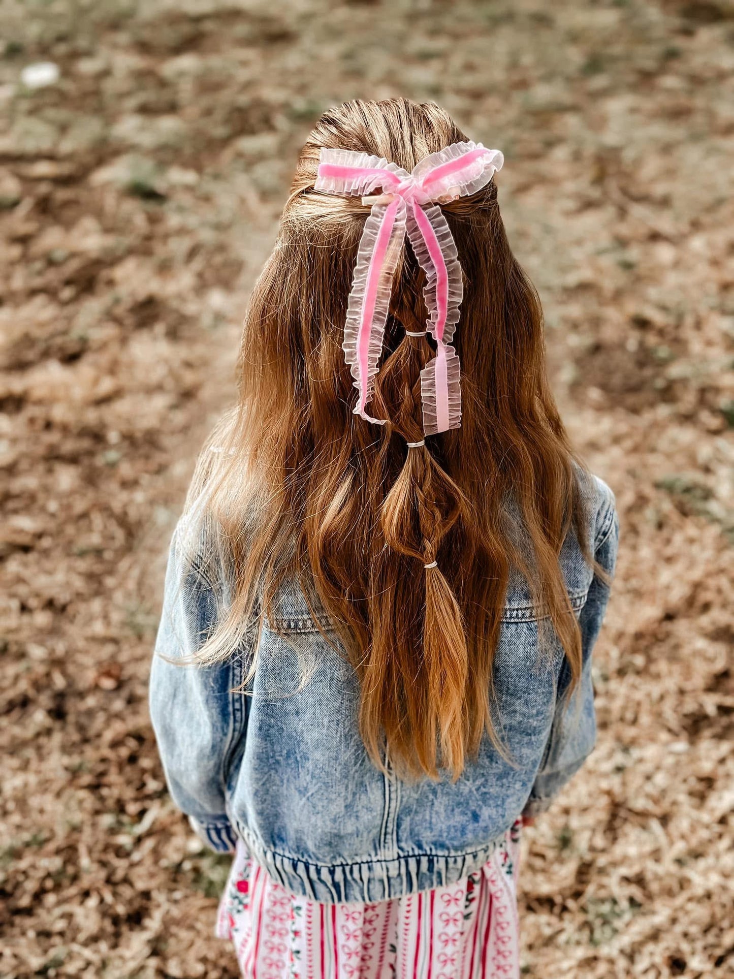 Velvet Ruffle Long Tail Bow