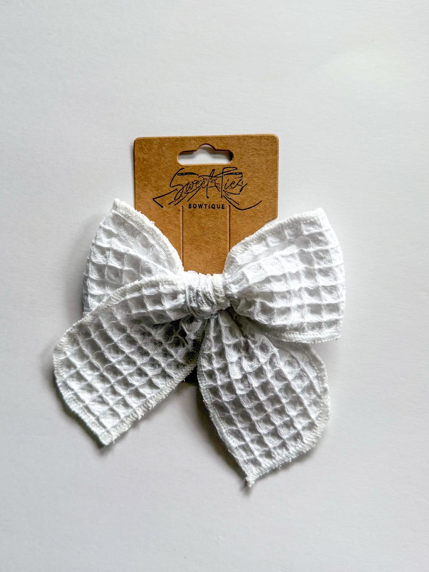 White Waffle Bow