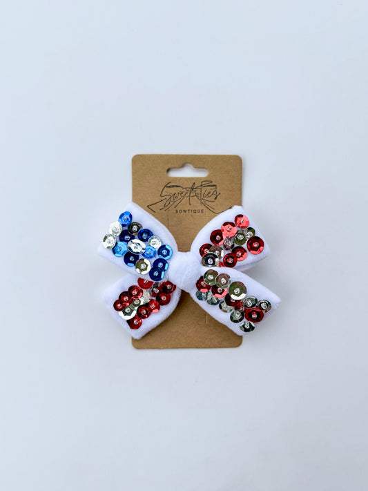 Sequin Flag Velvet SweeTie Bow