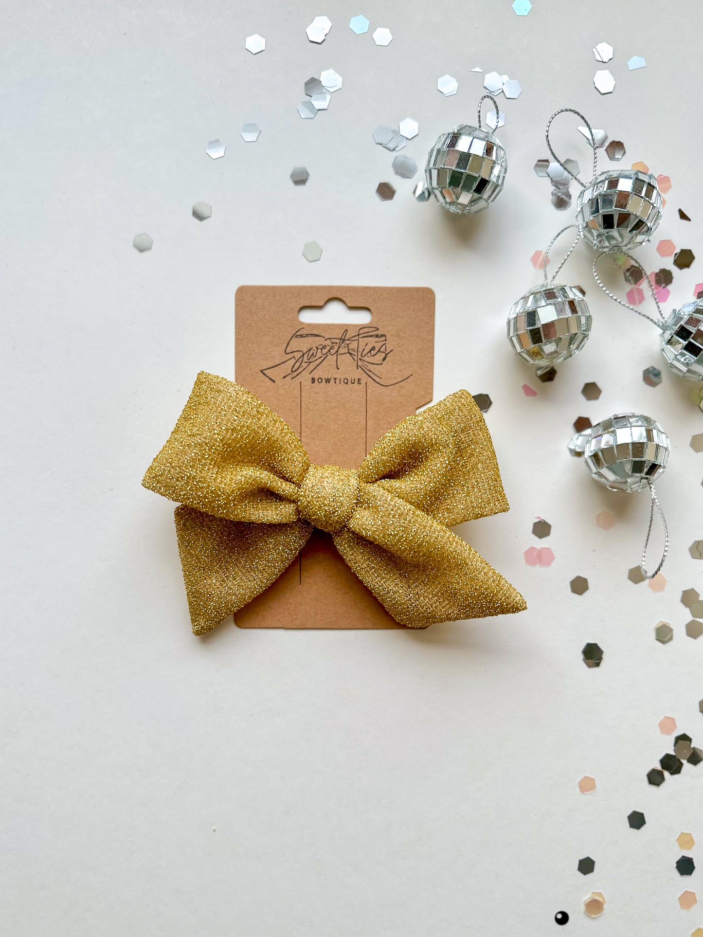 Gold Tinsel Oversized SweeTie Bow