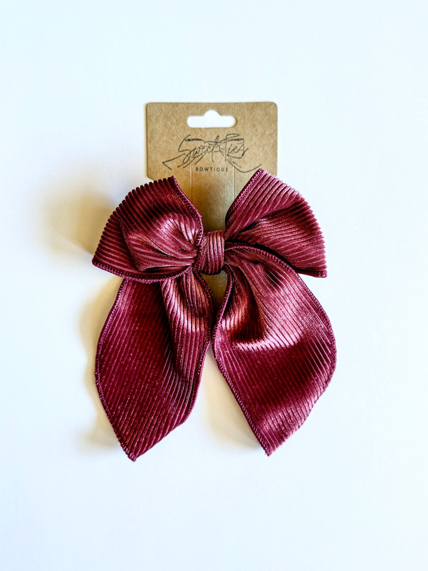 Mulberry Ribbed Velvet Fable Bow