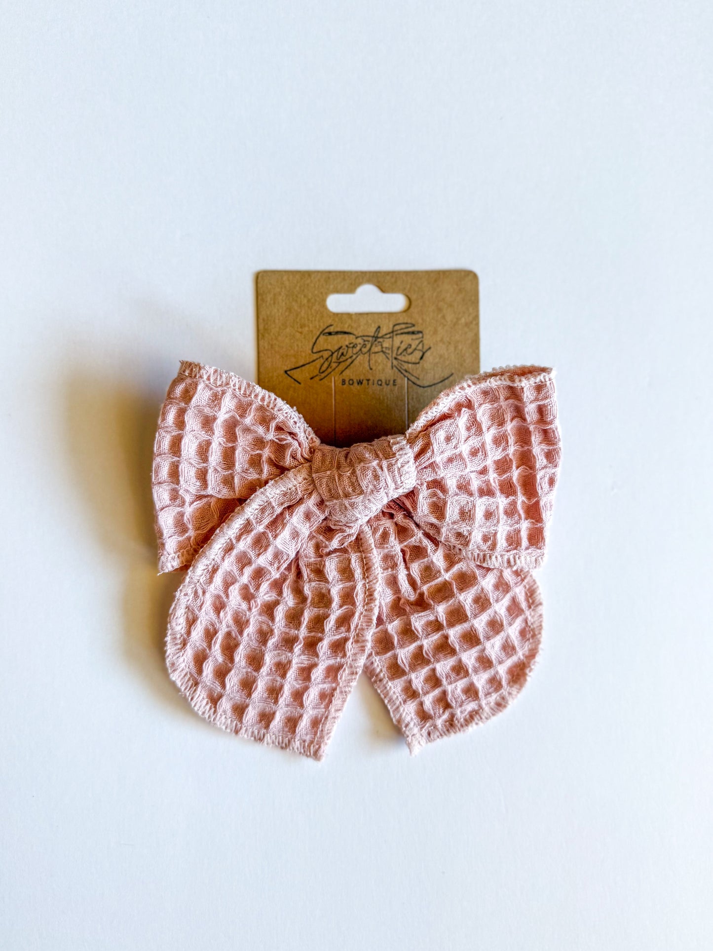 Dusty Mauve Waffle Evie Bow
