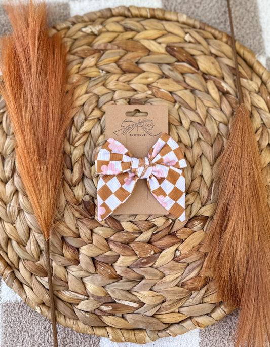 Golden Check Daisy SweeTie Bow