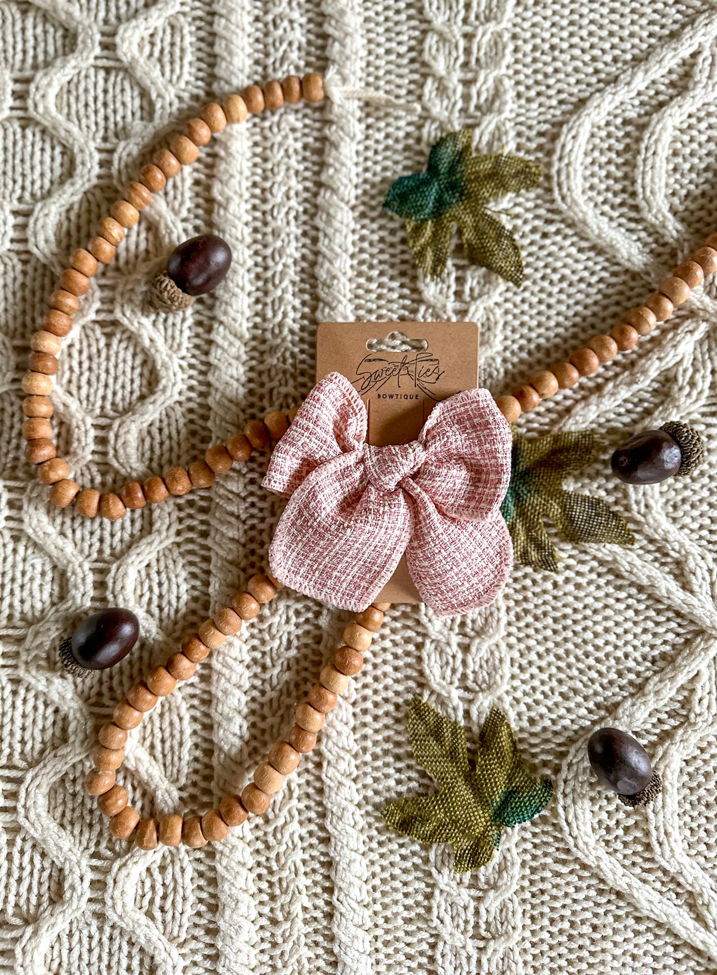 Pink Tweed Bow